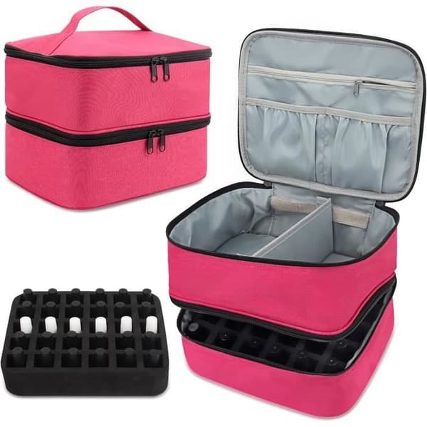 Meikkisetti - Määrittelemätön - Kaksikerroksinen - Pinkki - Nylon - 30 pulloa kynsilakkaa