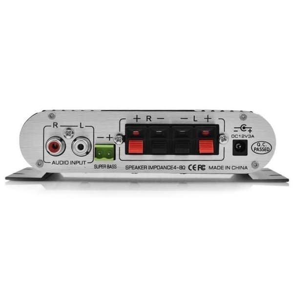 (Sort) LP-838 Mini Digital Stereo Forstærker til Bil, 2.1 Bas - Sort Black