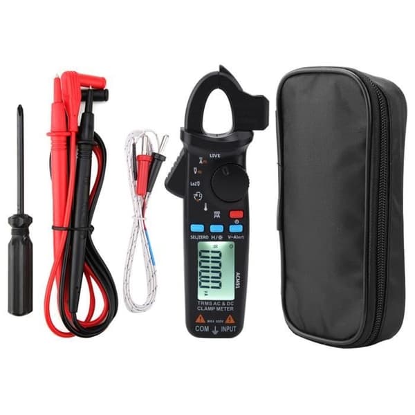 (Sort) Strømtang - SALUTUYA - ACM91 - Digital - 6000 tællinger - True RMS 1mA Black