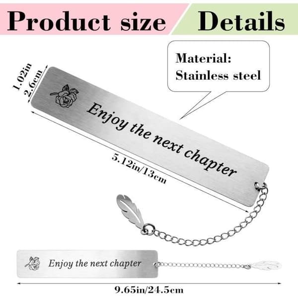 Metal Bogmærke - Dimissionsgave - 13 x 2,6 cm - Rustfrit stål - Unisex