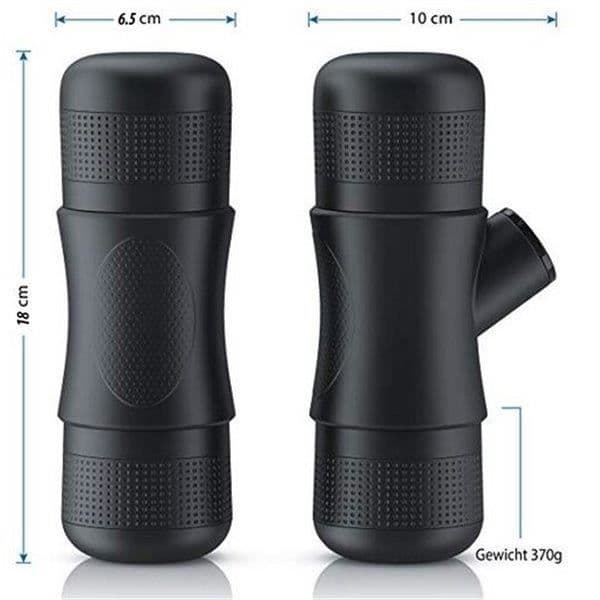 (Sort) Bærbar espressomaskine mini rejse kaffemaskine - Sort - Espresso - Formalet kaffe Black