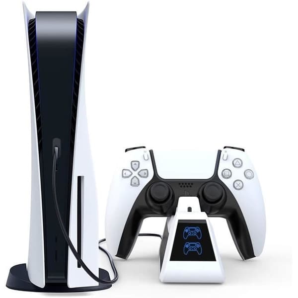 (Sort) PS5 Controller Oplader til Playstation 5 Controller, Dobbelt USB Hurtig Opladningsstand med Indikator Black