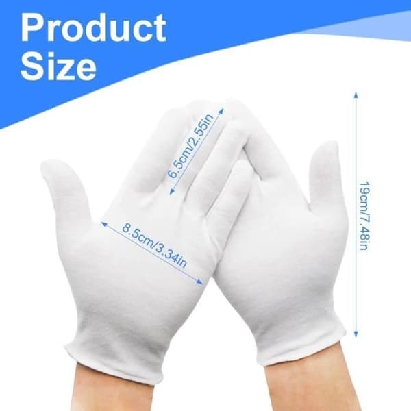 (Hvid, Sort, Grå) Bomuldshandsker - Ikke specificeret - Størrelse M - 3 Par - Unisex - Vaskbare White, Black, Grey