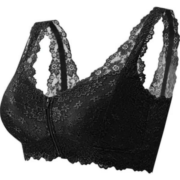 Extra elastisk spets-bh för kvinnor med justerbar frontknäppning LFY90715202BKL3 Black xl