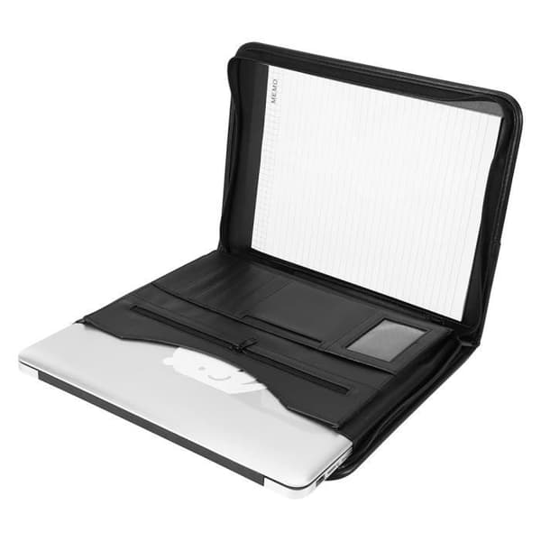 (Sort) A4 Lynlås Kunstlæder Business Konference Mappe - Sort - PVC - (H) 34cm x (B) 25cm Black