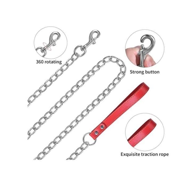 Solid Hundkoppel, Metallrep Hundkoppel, Långt Hundkoppel, 1,2 m Längd, 3 mm Tjocklek