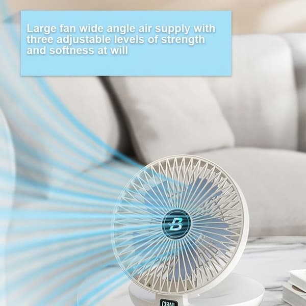Bærbar foldbar ventilator med genopladeligt batteri til vægmontering og luftcirkulation - 1200mAh