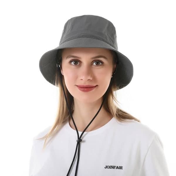 (Mörkgrå) Damfiskarhatt - Märke - Mörkgrå - UV-skydd - Vikbar - Andningsbar Dark Grey L