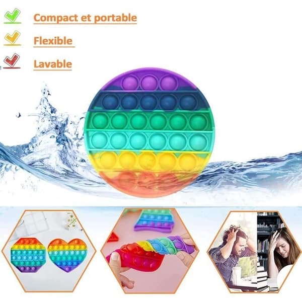 Fidget Legetøj Pop Push Pop, Regnbue Sensorisk Fidget Legetøj, Farverigt Anti-Stress Legetøj, Klem Sensorisk Legetøj til Børn, Piger, Drenge