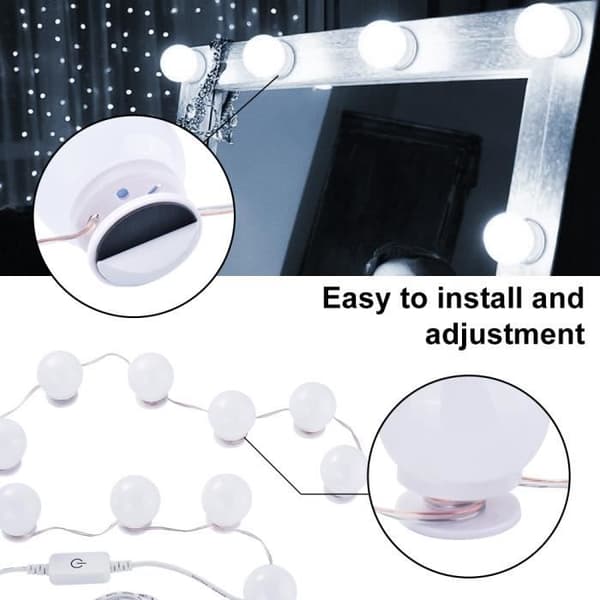 (Hvit) Lampebelysning - XCSOURCE - LED Vanity Speillys - Hvit - 6500K - 10 Pærer White