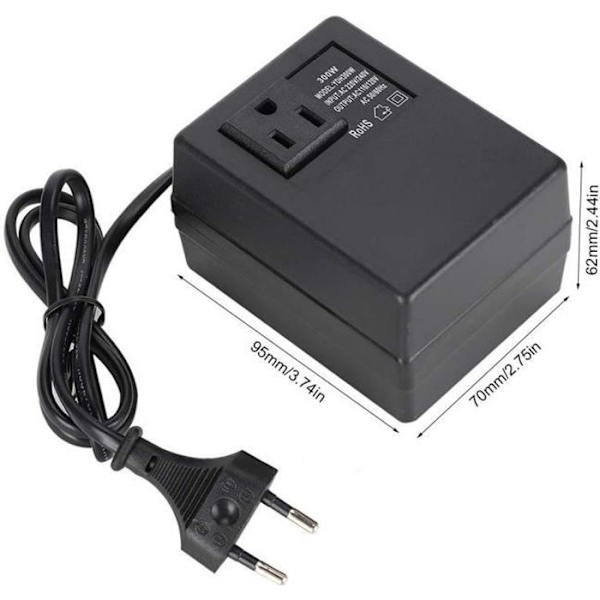 AC Transformator 220V til 110V EU Plugg 300W -RAI