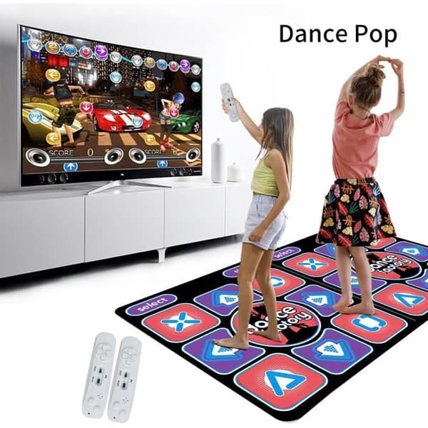 Interaktiv dansemåtte til børn - 100 musiknumre - 3 dansetilstande - Dobbelt anvendelse: TV og computer - 65 spil