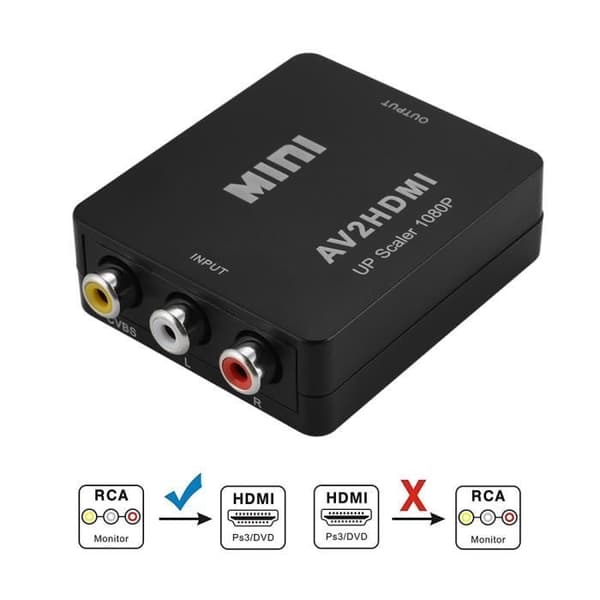 XCSOURCE RCA Komposit CVBS AV til HDMI Audio Video Adapter HD Konverter Boks NTSC - PAL Switch AC1368
