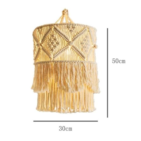 Nordisk Boho Macrame Lampskärm, Vävd Macrame Hängande Pendellampskärm, Modernt Kontor, Sovrum, Vardagsrum, Kök