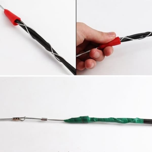 30m-6mm - Kabeldragare, gul dragfjäder, glasfiber, metallväggtråd