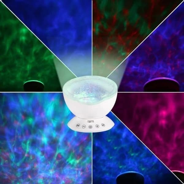Natlampe Ocean Wave LED Natlampe - Ocean Wave Simulation - 7 tilstande - Indbygget Mini Højttaler