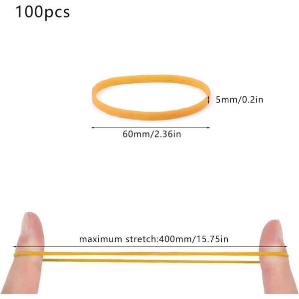 Elastikker - Uspecificeret - 200 x 5 mm - Gul - 200 stk. - Holdbare og genanvendelige