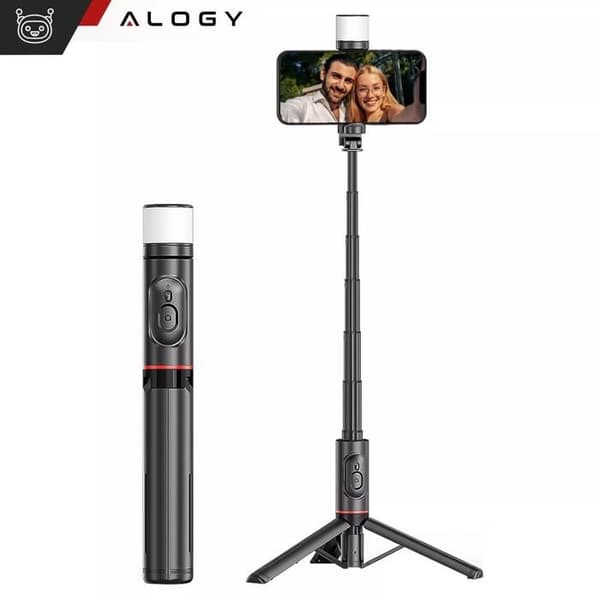 Selfie Stick Stativ Telefonholder LED-lys + Bluetooth Fjernkontroll
