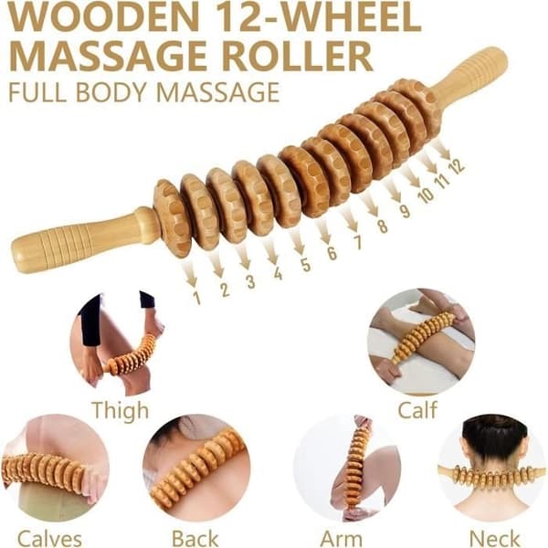 Massage Roller i Træ - Cellulite Massager - Lindrer Muskelsmerter