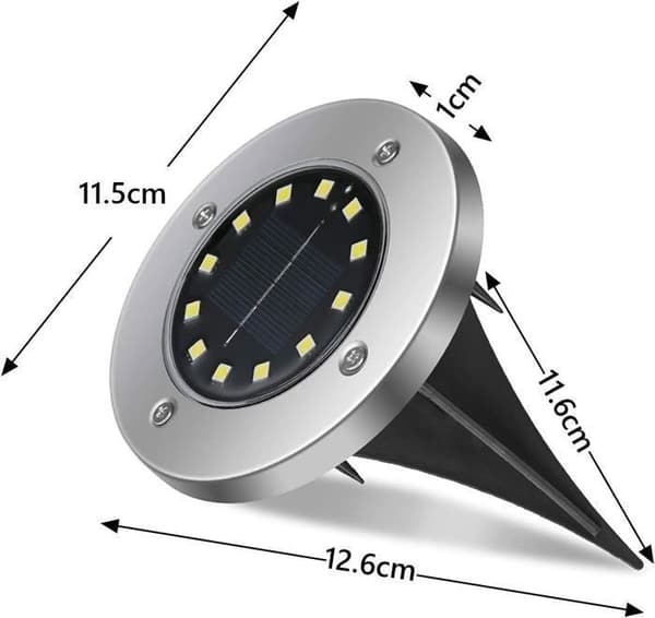 Utendørs solcellelamper, 8 IP65 vanntette LED hagelys, 6000K innfelte solcelle spotlights