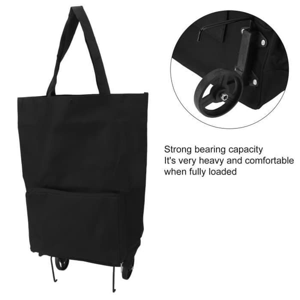 (Sort) Foldbar indkøbsvogn - Qqmora - Indkøbsvogn - Opbevaringstaske i lærred - Sort - Unisex Black