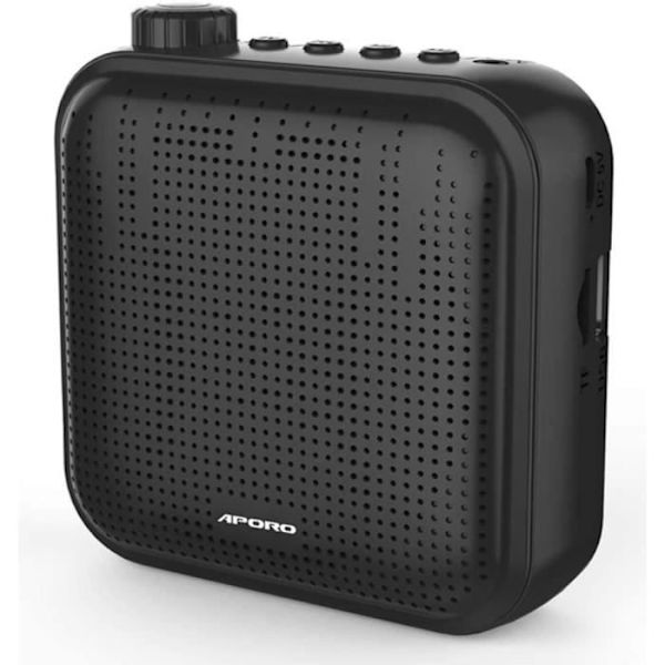 (Sort) Stemmeforstærker - 12W Genopladeligt PA-system - Sort Black