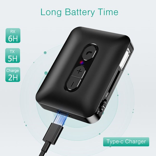 Bluetooth-sender og -mottaker, trådløs Bluetooth-adapter, Bluetooth 5.4-lydadapter musikk mottaker
