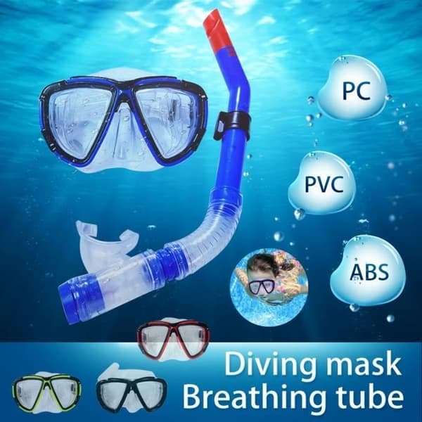 (Blå)Dykmask - MOOHOP - Helmask - Silikon - ABS - PVC - Blå Blue