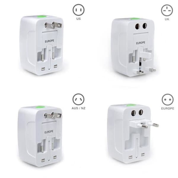 Internationell Reseadapter Universalplugg med 2 USB-portar (1A) 220V / 110V AC AU US EU