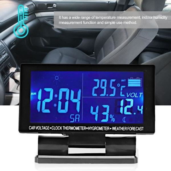 Digital bilklocka, biltermometer, hygrometer, fordonsvoltmeter med väderprognos - DBA