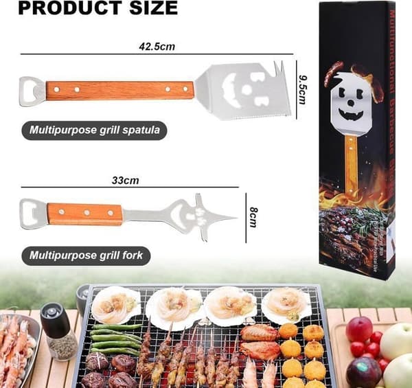 7-i-1 Utendørs Grillspatelsett, Multifunksjonelt Grilltilbehør, Multifunksjonelle Grillredskaper, A, B
