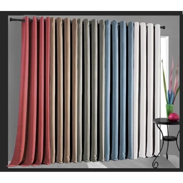 Sett med 2 beige termiske blendingsgardiner, 140 x 260 cm
