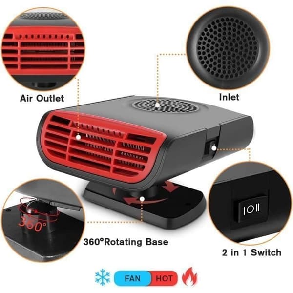 Bærbar Bilvarmer - 12V - 150W - Varme- og Kølefunktion - Sort - Universal