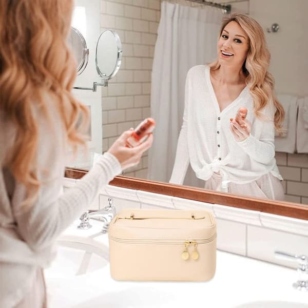 Bærbar makeup taske i PU læder