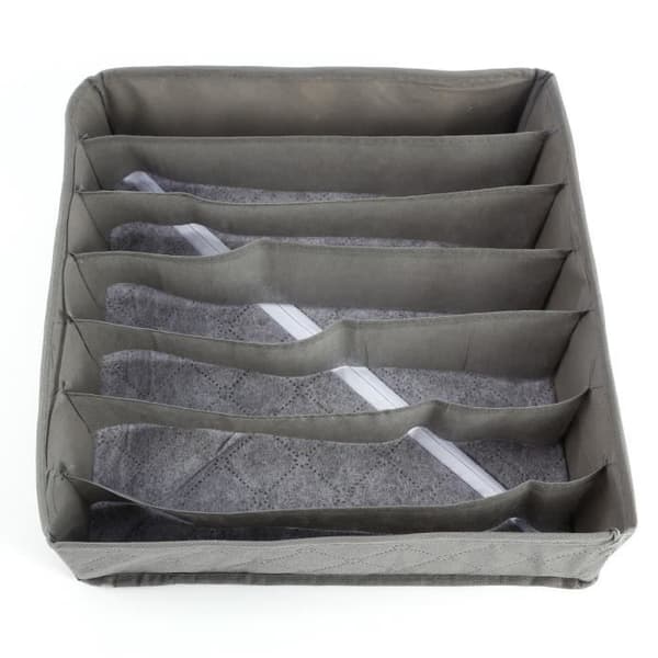 (Grå) Vikbar förvaringslåda i non-woven - Grå - Plast - 33x31x9,5 cm Gray
