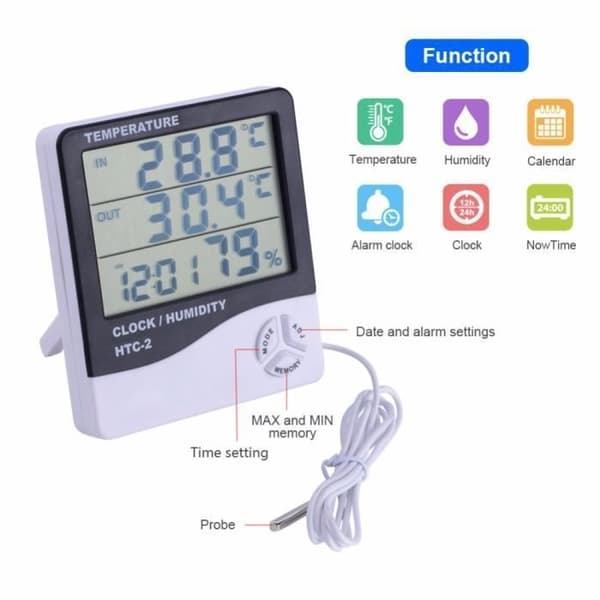 Værstasjon - Digitalt termometer - Utendørs sensor - Hygrometer - Temperatur og fuktighet