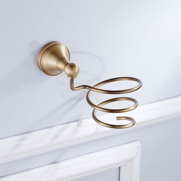 Spiral Hårtørrerholder, Vægmonteret Messing Hårtørrerholder