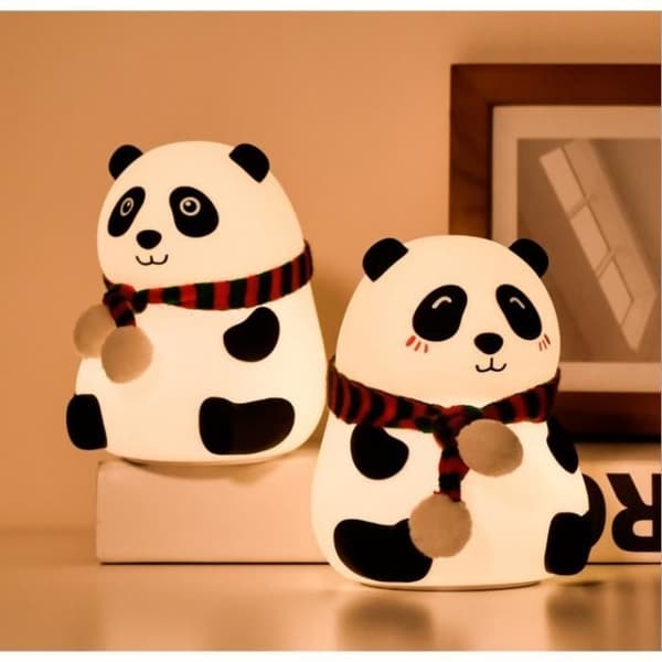 Silikon Panda Nattlampe - USB Oppladbar - Barn - Hvit