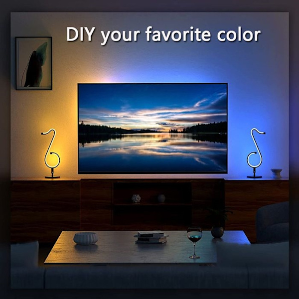 Brusehoved med noder, bordlampe, intelligent dæmpbar RGB symfonisk stemningslys,