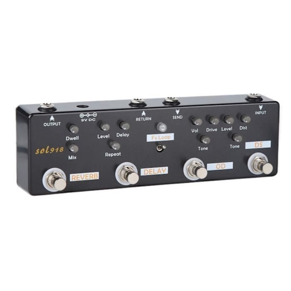 Minifinker 5-Modus Gitar Effektpedal, 5 Moduser, Forsinket Reverb, FX Loop, Sampler PA