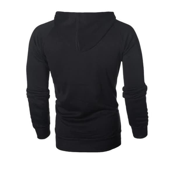 (M-Sort) Hættetrøje med lynlås til mænd. Størrelser: Sort sweatshirt Black m