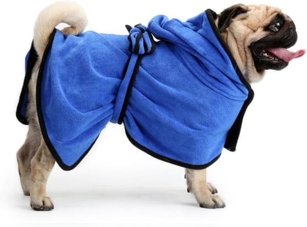 Håndklæde til hundebad med justerbar rem, hurtigtørrende mikrofiber, superabsorberende