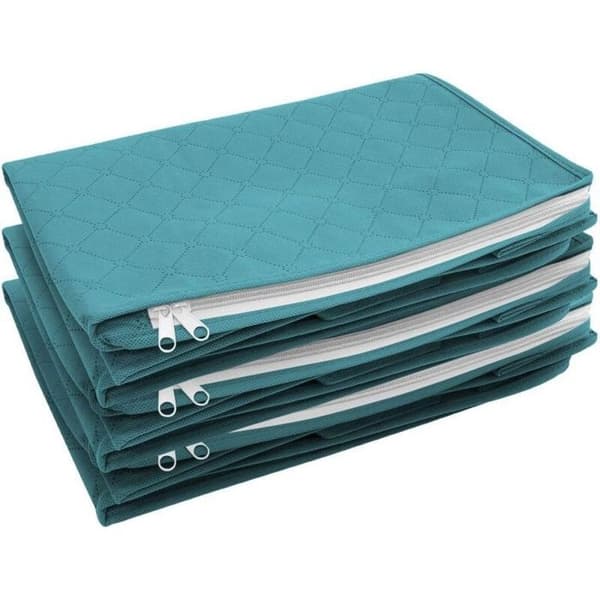 (Grå) Opbevaringsboks - Ikke specificeret - Sæt med 3 - Foldbart stof - 48x35x20 cm - Grå/blå Gray
