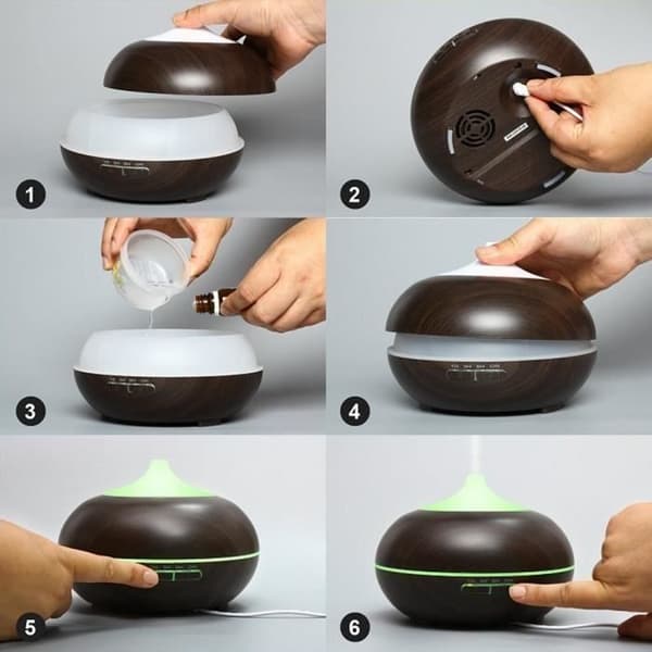(Brun) Ultraljud Luftfuktare Eterisk Olja Diffuser Arom Diffuser Mandelform (Brun) Brown