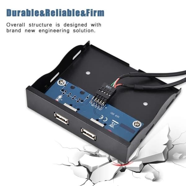 HURRISE USB 2.0 diskettenhet frontpanel - Vit - 2 portar - Kompatibel med 90% av värdar