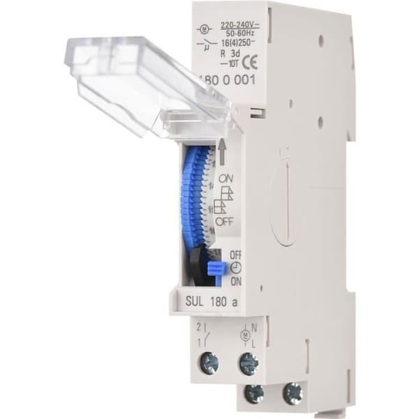 Minutter med tid i 24 timer Minutter i minutter i 15 minutter Montering på skinner Integrert batteri, SUL180a AC220-240V Grå-MHB