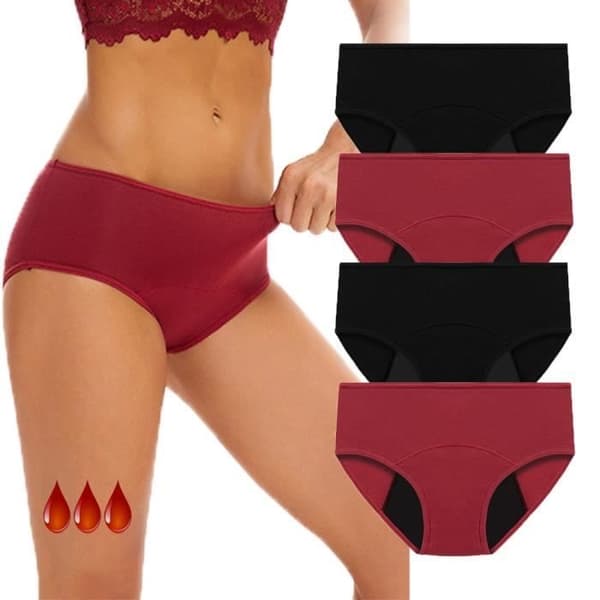(L-Sort) Kvinders Menstruationstrusser - Plus Size - Sort - Lækagesikre Black L