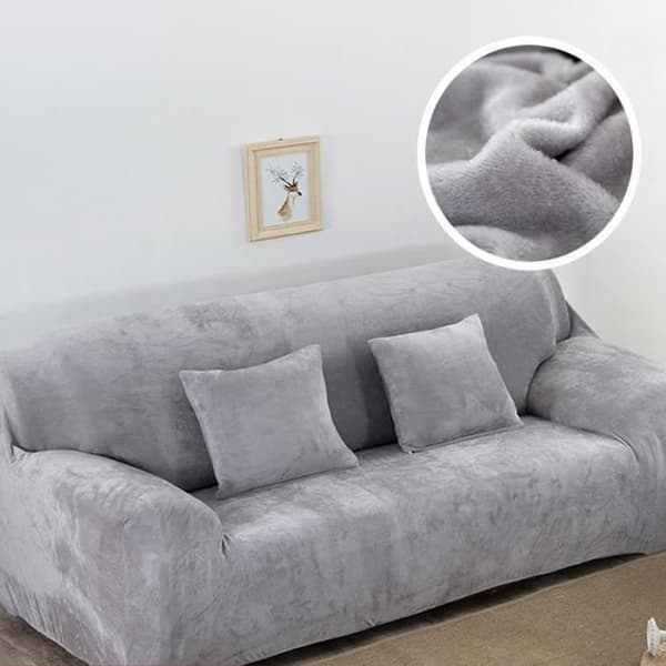 (Vaaleanharmaa) 3-istuttavan sohvan päällinen - Sametti - Vaaleanharmaa - 190-230 cm Light gray
