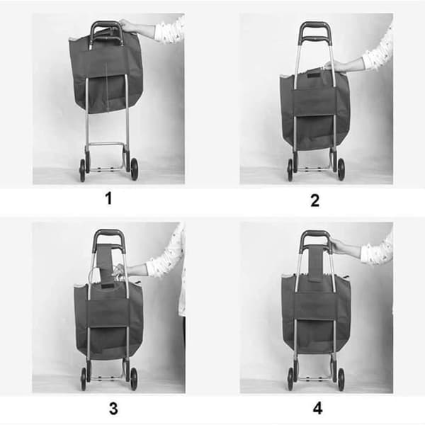 (blå) Handlepose, YSTP 45L handlepose med trilleerm, for shopping, supermarked, blå blue