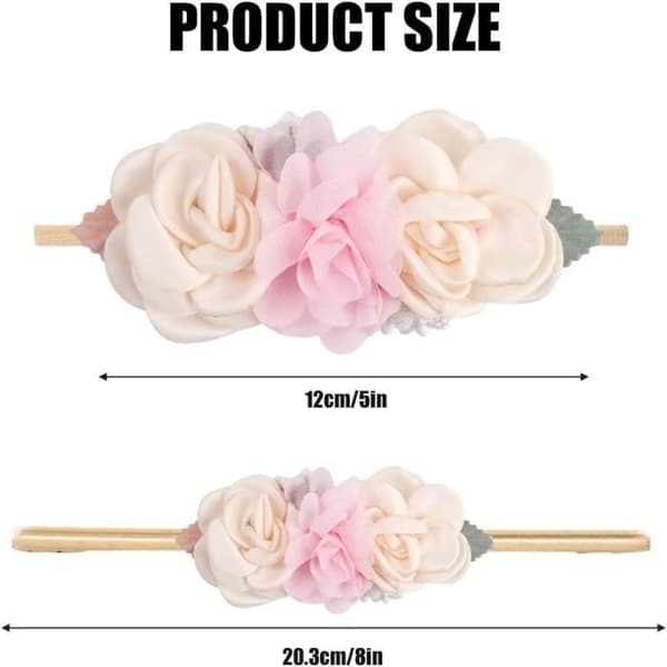 3 st Baby Flickor Nylon Blomma Hårband Elastiska Hårband Rosetter Håraccessoarer för Nyfödda Spädbarn
